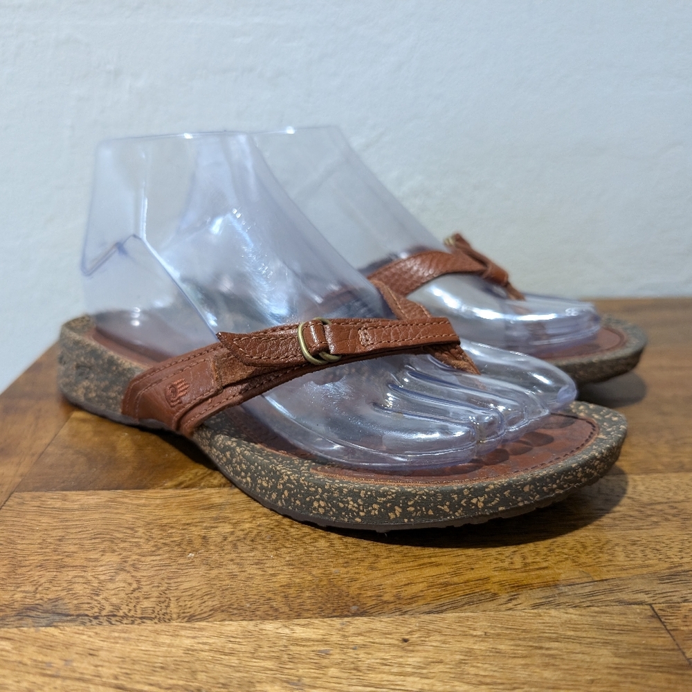 TEVA 'Ventura' Brown Leather Flip-Flop Thong Sandals Women's Sz. 6